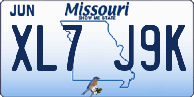MO license plate XL7J9K