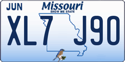 MO license plate XL7J9O