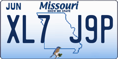 MO license plate XL7J9P
