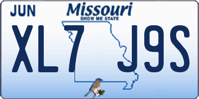 MO license plate XL7J9S