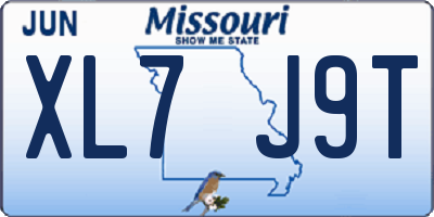 MO license plate XL7J9T