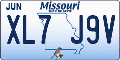 MO license plate XL7J9V