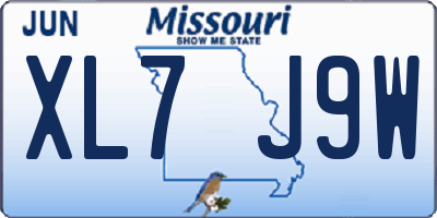 MO license plate XL7J9W