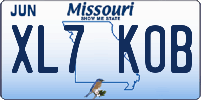 MO license plate XL7K0B