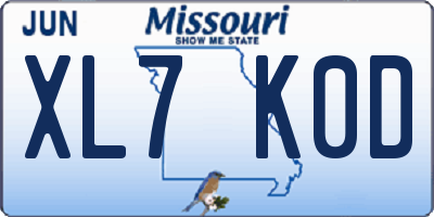 MO license plate XL7K0D