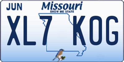 MO license plate XL7K0G