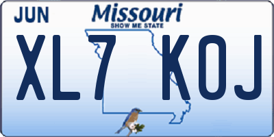MO license plate XL7K0J