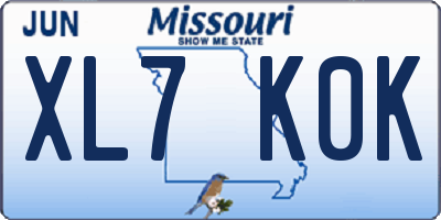 MO license plate XL7K0K