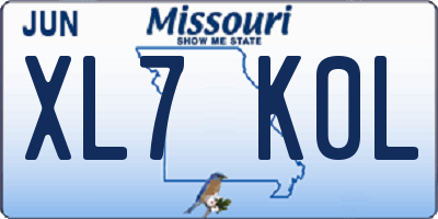 MO license plate XL7K0L