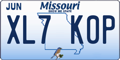 MO license plate XL7K0P