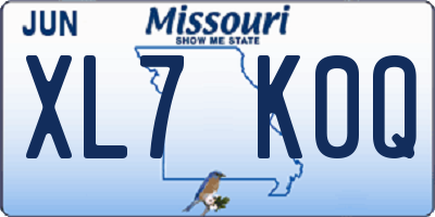 MO license plate XL7K0Q