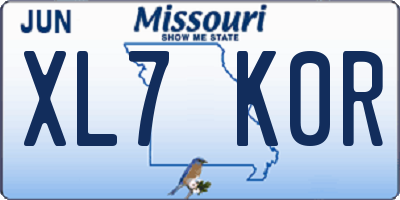 MO license plate XL7K0R
