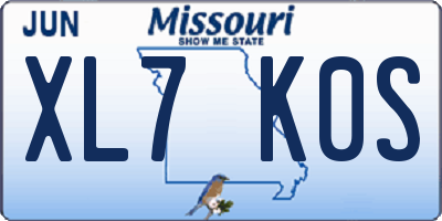 MO license plate XL7K0S