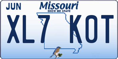 MO license plate XL7K0T