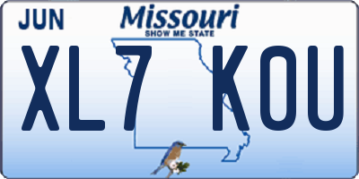 MO license plate XL7K0U