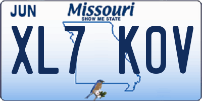 MO license plate XL7K0V
