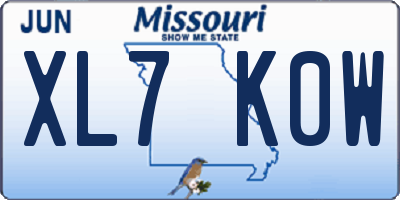 MO license plate XL7K0W
