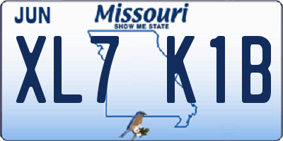 MO license plate XL7K1B