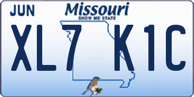 MO license plate XL7K1C