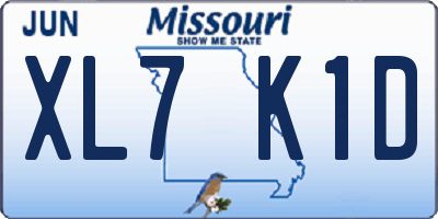 MO license plate XL7K1D