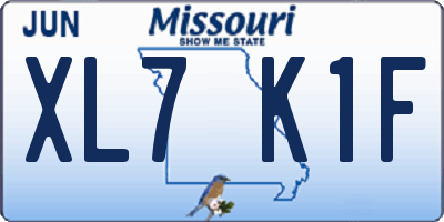 MO license plate XL7K1F