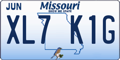 MO license plate XL7K1G