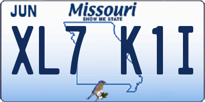 MO license plate XL7K1I