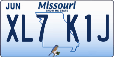 MO license plate XL7K1J