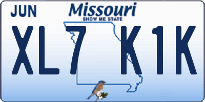 MO license plate XL7K1K