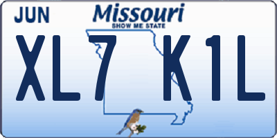 MO license plate XL7K1L