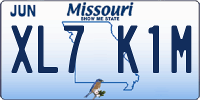 MO license plate XL7K1M
