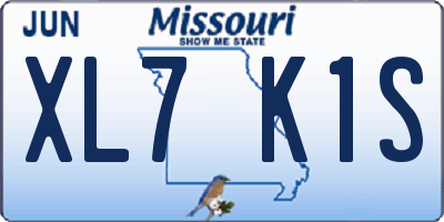 MO license plate XL7K1S