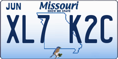 MO license plate XL7K2C