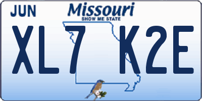 MO license plate XL7K2E