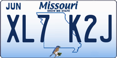 MO license plate XL7K2J