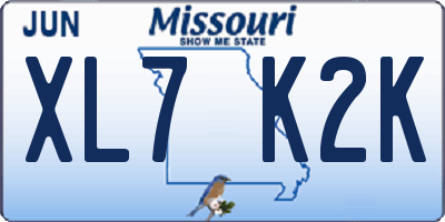 MO license plate XL7K2K