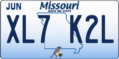 MO license plate XL7K2L