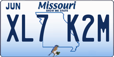 MO license plate XL7K2M