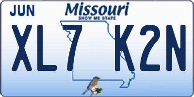MO license plate XL7K2N
