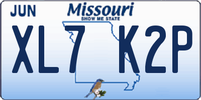 MO license plate XL7K2P