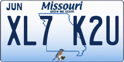 MO license plate XL7K2U
