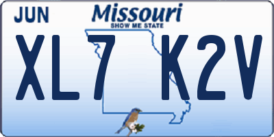MO license plate XL7K2V