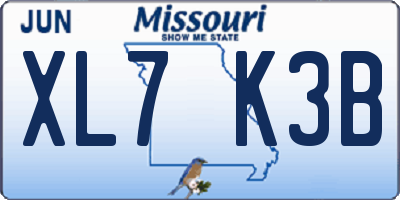 MO license plate XL7K3B