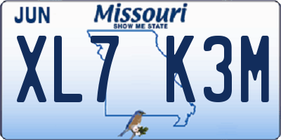 MO license plate XL7K3M