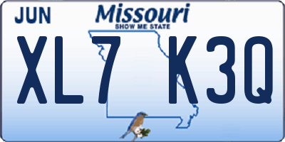 MO license plate XL7K3Q