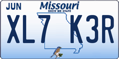 MO license plate XL7K3R