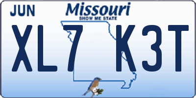 MO license plate XL7K3T