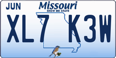 MO license plate XL7K3W