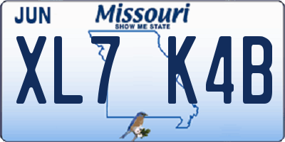 MO license plate XL7K4B