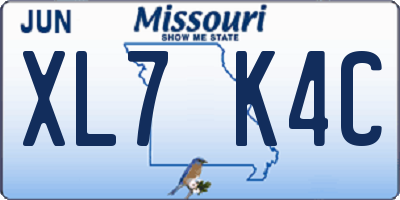 MO license plate XL7K4C